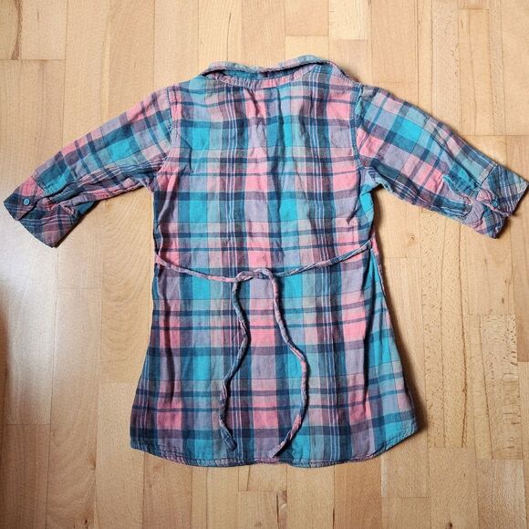 Mossimo Girls Pink Teal Plaid Long Sleeve Shirt Dress, Medium 7/8, Flannel - Picture 2 of 5
